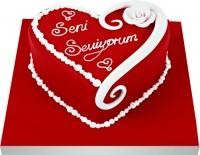  Ankara Semenler Glba iekiler Seni seviyorum yazili kalp yas pasta