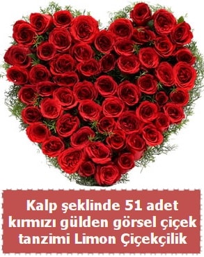 51 krmz glden kalp eklinde iek tanzim  Ankara Glba Karyaka iek sat 